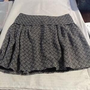 Madewell 100% Silk Mini Skirt Navy Print Size 4 Side Zip Lined Wide Waist